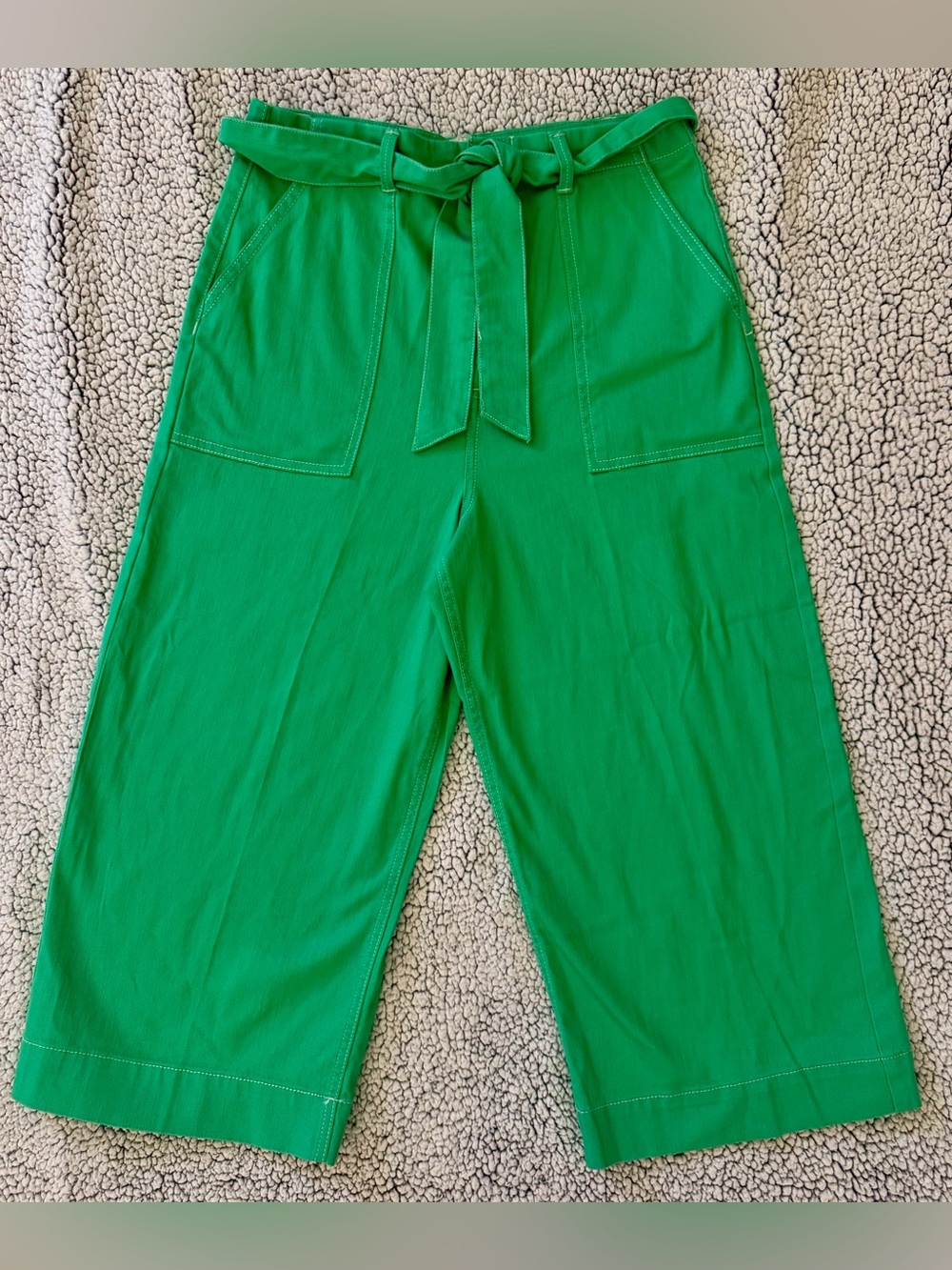 Gianni Bini Bright Green Wide-Leg High-Rise Capri Pants